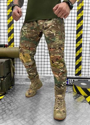 Боевые штаны мультикам ripstop с усиленными вставками cordura штаны рип-стоп умягчители на коленях мультикам3 фото