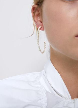Zara  серьги  из натурального жемчуга
