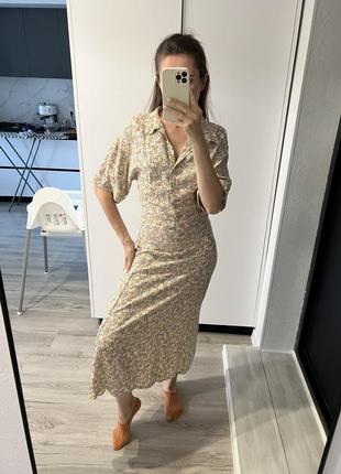 Платье длинные миди в цветочек сорочка mango h&m