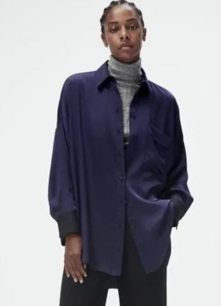 Атласна сорочка блузка zara, оверсайз, р. s-m