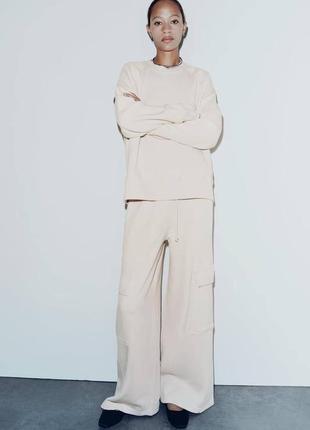 Кремовый #свитшот оверсайз фасона на флисе zara, хлопок  ✅l,