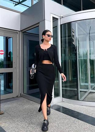 Костюм 3-ка ( кофта, топ, юбка)