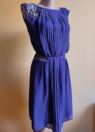 Платье monsoon синее с камнями на подкладке