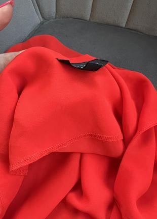 Червона шифонова майка топ на тонких боетелях з підкладкою спореду8 фото