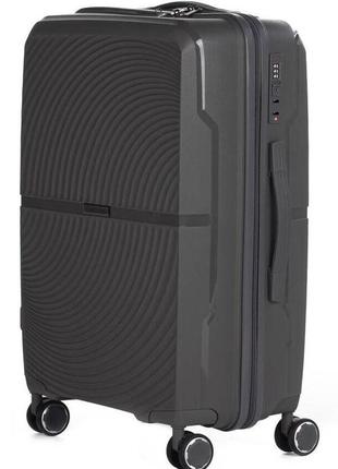 Пластиковый чемодан из поликарбоната 85l horoso серый3 фото