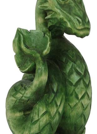 Зеленый деревянный дракон статуэтка ручной работы символ 2024 года