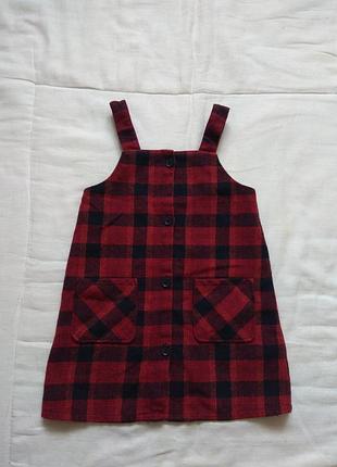 Теплый сарафан в клеточку на девочку f&f