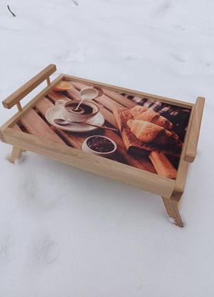 Столик для сніданку дерев'яний складаний2 фото