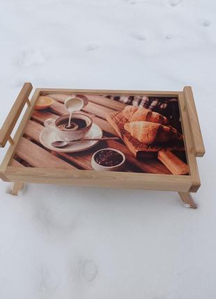 Столик для сніданку дерев'яний складаний3 фото
