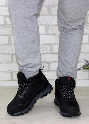 Чоловічі зимові черевики на шнурівці з мембраною waterproof чорний3 фото