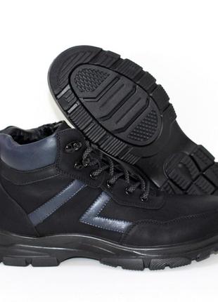 Чоловічі теплі зимові черевики зі шнурівкою чорний8 фото