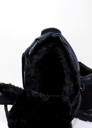 Чоловічі теплі зимові черевики зі шнурівкою чорний10 фото