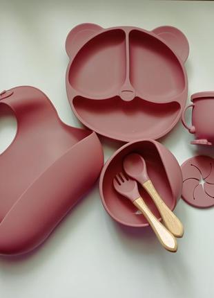 Дитячий силіконовий посуд для першого прикорму