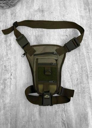 Набедренная сумка со скрытой кобурой олива сумка тактическая с кобурой на ногу милитари военная сумка хаки4 фото