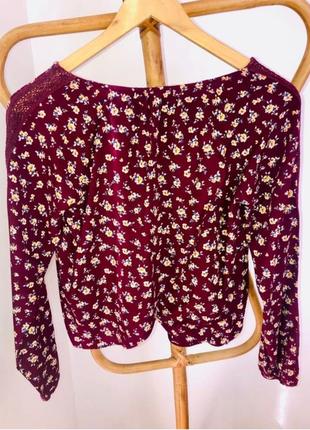Блуза- топ з прошвою у квітковий принт