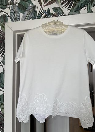 Белоснежная футболка zara р м 100% хлопок