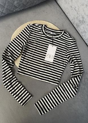 Zara топ длинный рукав 48% коттон 5% эластан тянется