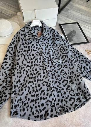 Флісова сорочка лео, подовжена оверсайз сорочка, флисовая удлиненная рубашка свободного кроя