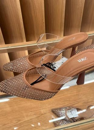 Чудові босоніжки лодочки zara туфлі мюлі