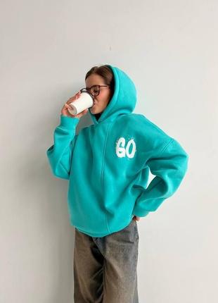 Мега якісний об'ємний худі go 🧢🕶️ з подвійним капюшоном