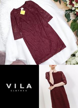 Нарядное вечернее кружевное платье vila clothes этикетка