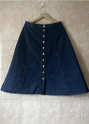 Оригинальная джинсовая юбка-бюбка клеш на пуговицах британского бренда bonmarche