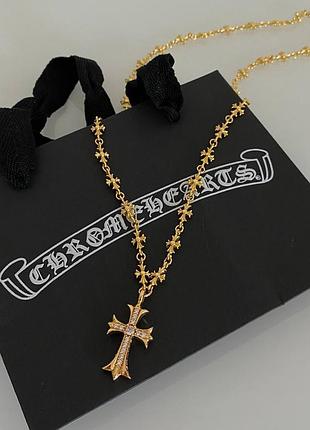 Цепочка подвеска в стиле chrome hearts золотистая