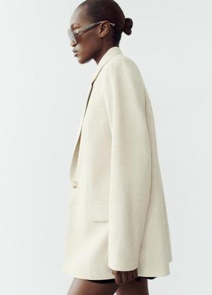 Твиловый блейзер объемного кроя с лацканами zara3 фото