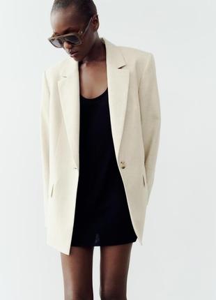 Твиловый блейзер объемного кроя с лацканами zara