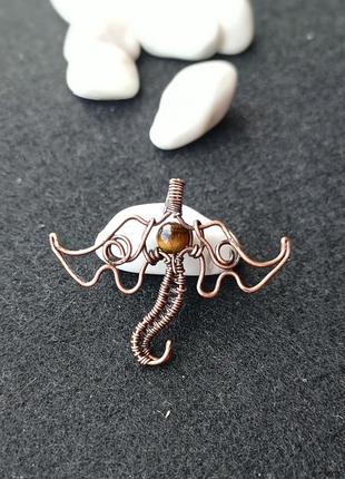 Медный кулон ′дракон с тигровым глазом′ шикарный подарок.