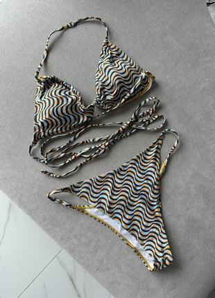 Купальник shein с юбкой и банданой