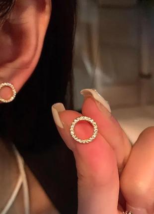Серьги кристаллы серебро позолота 18 к