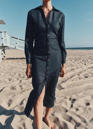 Платье длинное джинсовое zara