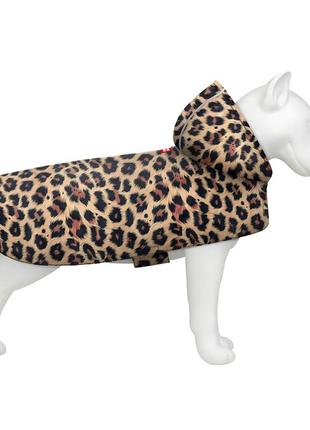 Дождевик-накидка с капюшоном для собак waudog clothes, рисунок "леопард", xs, а 26-29 см, b 32-41 см, с 21-26