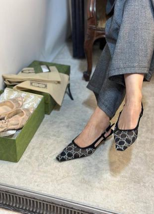 Туфли босоножки в стиле gucci cat беж черные прозрачные стразы сетка7 фото