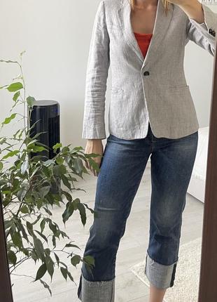 Сірий лляний піджак, жакет zara, s