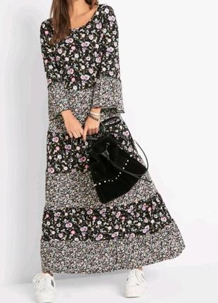 Сукня плаття натуральна максі батал великого розміру 60 62 віскоза в квіти