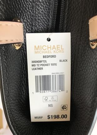 Сумка женская шопер michael kors оригинал bedford medium pebbled leather tote черная4 фото