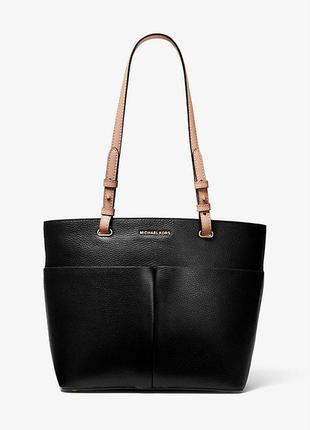 Сумка женская шопер michael kors оригинал bedford medium pebbled leather tote черная6 фото