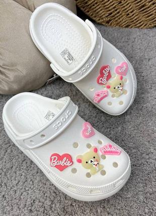 Дииячі крокси на платформі crocs classic cutie clog white білі