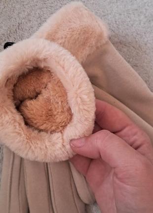 Замшевые женские перчатки зимние, сенсорные перчатки с мехом для девушек, теплые...