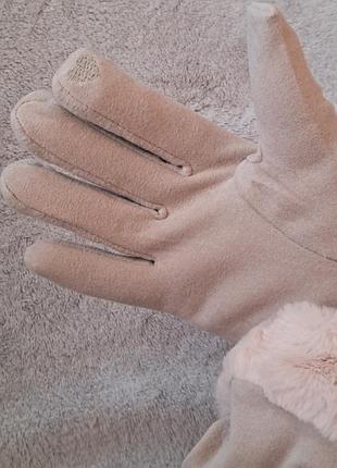 Замшевые женские перчатки зимние, сенсорные перчатки с мехом для девушек, теплые...