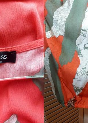 Платье оверсайз сарафан миди длинный 
коралловый цвет в принт абстракция от klass9 фото