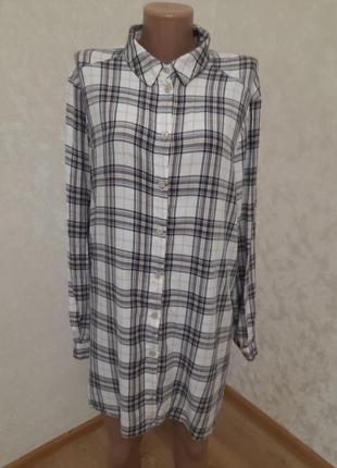Актуальная свободная рубашка в клетку прямая большой размер