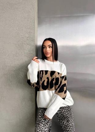 Свитер леопард женский вязка 3