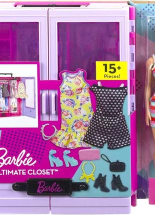 Ігровий набір барбі модна шафа гардероб з одягом взуттям лялькою barbie fashionistas ultimate closet hjl666 фото