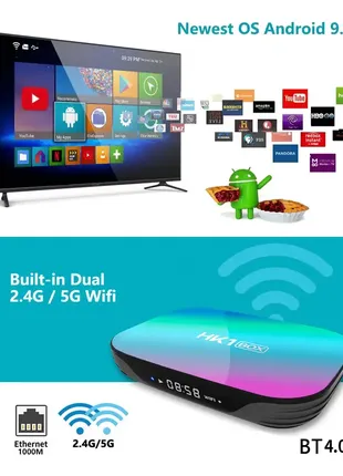 Приставка tv box hk1 box amlogic s905x3 4/64gb  android 9.0.8 фото