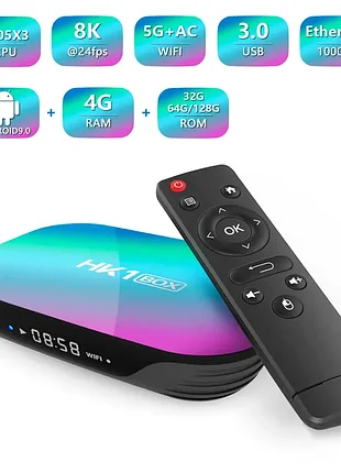 Приставка tv box hk1 box amlogic s905x3 4/64gb  android 9.0.