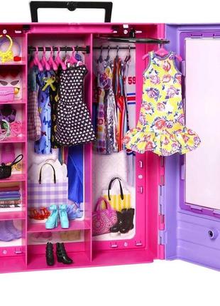 Игровой набор барби модный шкаф гардероб с одеждой обувью куклой barbie fashionistas ultimate closet hjl661 фото