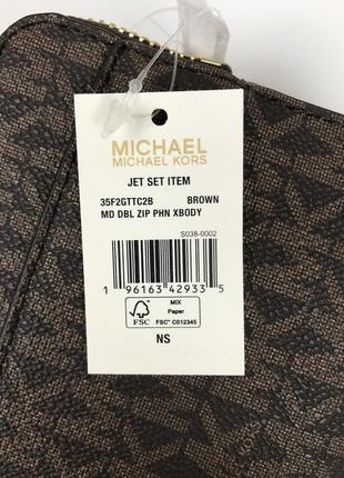 Сумка жіноча крос-боді michael kors оригінал medium logo smartphone crossbody bag коричнева в лого крос-боді7 фото